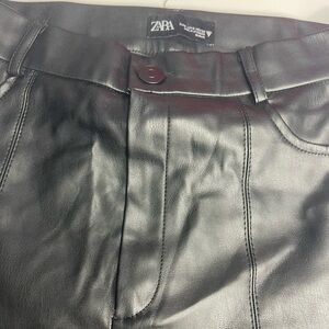 Zara Sleek Black Leather Trousers
